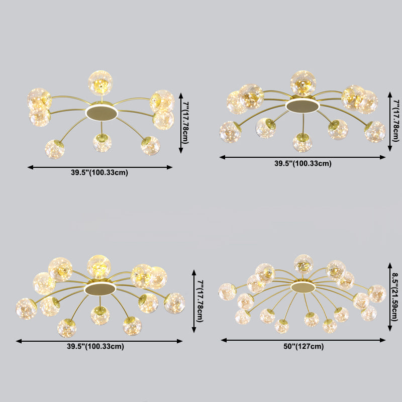 Bola de vidrio Flush Luz de techo de estilo moderno Montaje Montaje de montaje en oro en oro