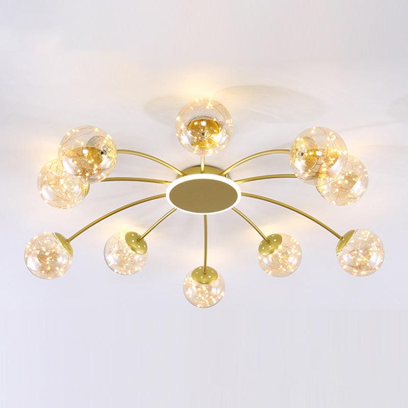 Bola de vidrio Flush Luz de techo de estilo moderno Montaje Montaje de montaje en oro en oro