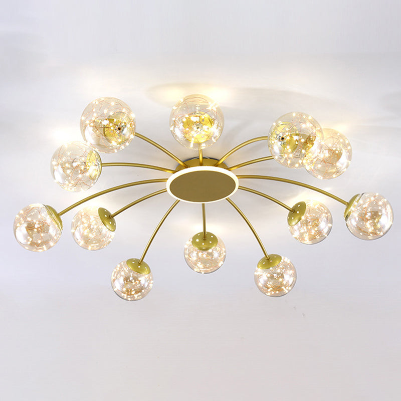 Bola de vidrio Flush Luz de techo de estilo moderno Montaje Montaje de montaje en oro en oro