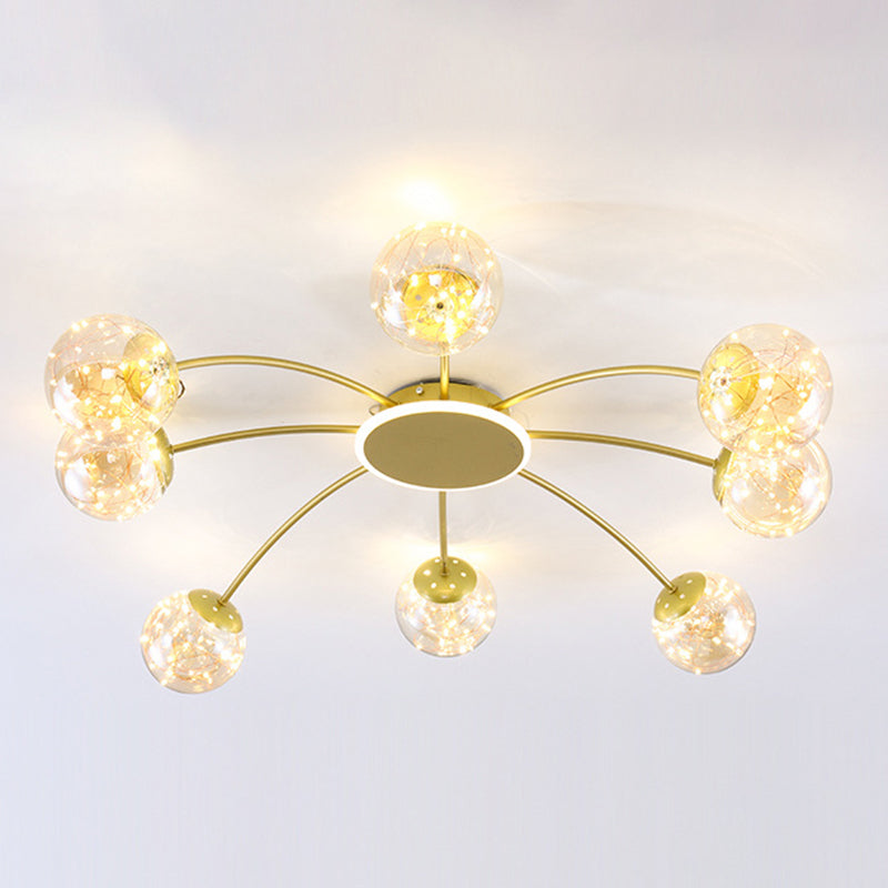 Bola de vidrio Flush Luz de techo de estilo moderno Montaje Montaje de montaje en oro en oro