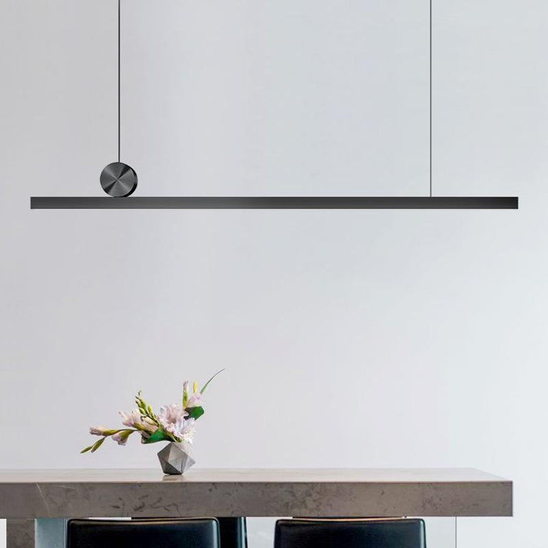 Schwarz gerade Insel hell moderne Aluminium -LED -Inselanhänger für Wohnzimmer