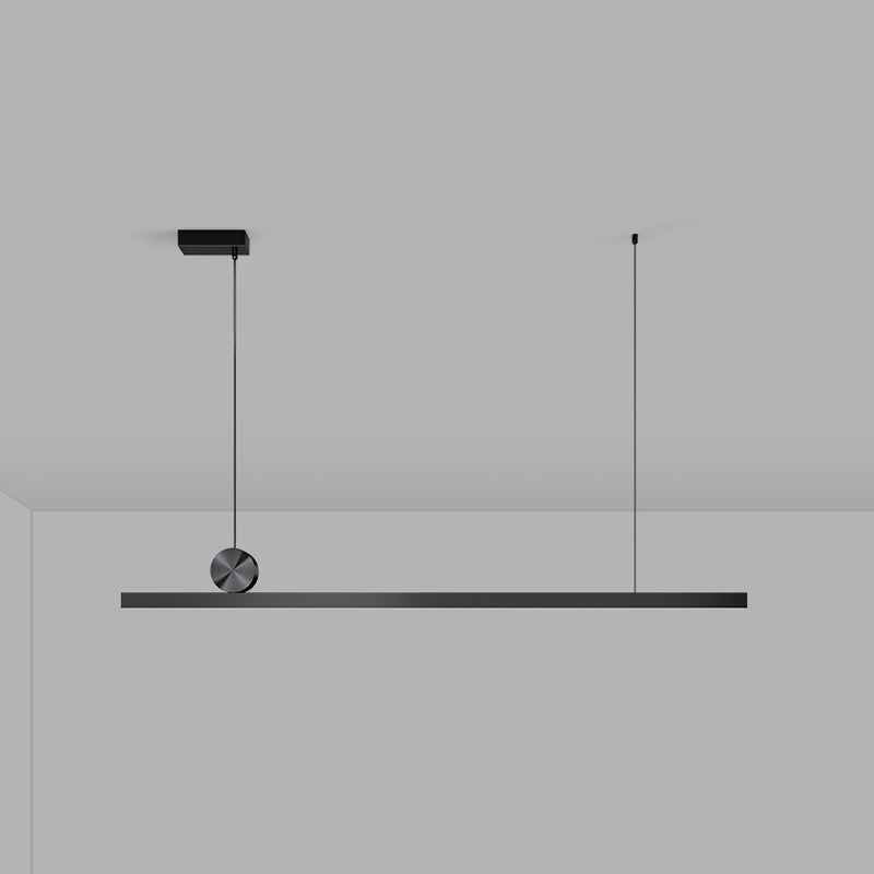 Schwarz gerade Insel hell moderne Aluminium -LED -Inselanhänger für Wohnzimmer