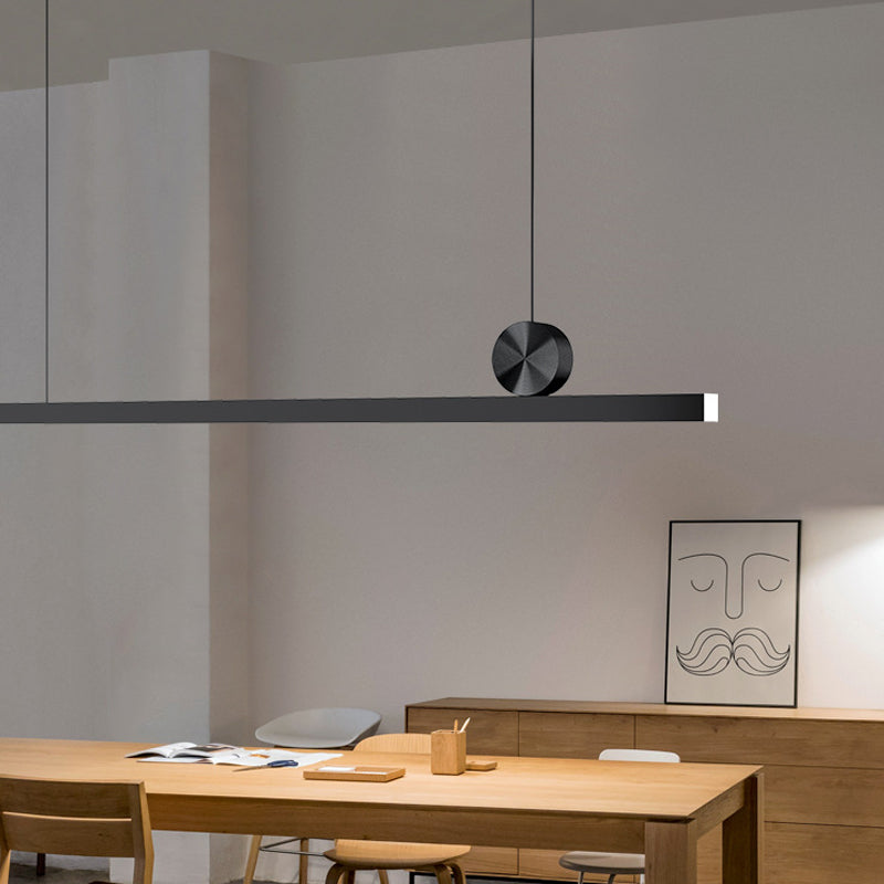 Schwarz gerade Insel hell moderne Aluminium -LED -Inselanhänger für Wohnzimmer