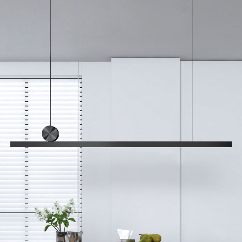 Schwarz gerade Insel hell moderne Aluminium -LED -Inselanhänger für Wohnzimmer