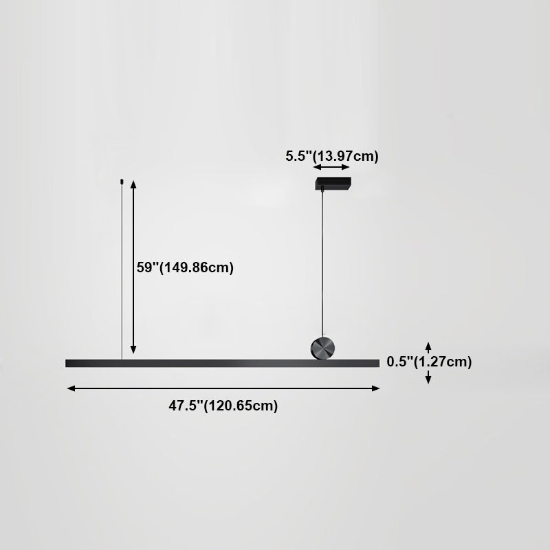 Schwarz gerade Insel hell moderne Aluminium -LED -Inselanhänger für Wohnzimmer