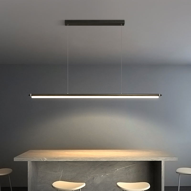 Modern aluminium eilandlamp lineair 1-licht restaurant LED hanglamp met acrylschaduw