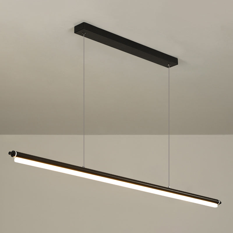 Modern aluminium eilandlamp lineair 1-licht restaurant LED hanglamp met acrylschaduw