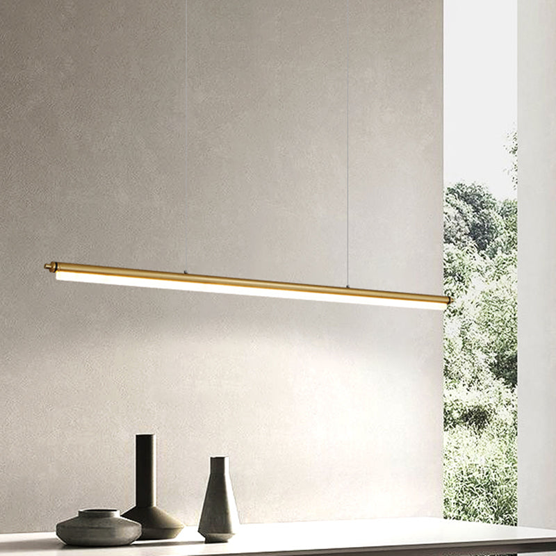 Modern aluminium eilandlamp lineair 1-licht restaurant LED hanglamp met acrylschaduw