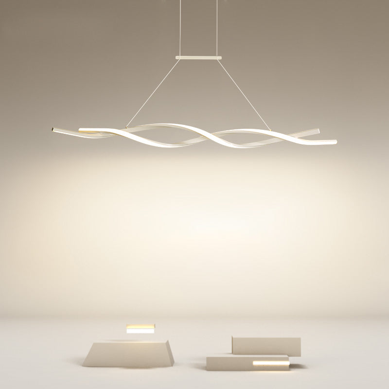 Modern Metal Island Light armatuur Lineair Restaurant Hanglamp met 2-head met acrylschaduw