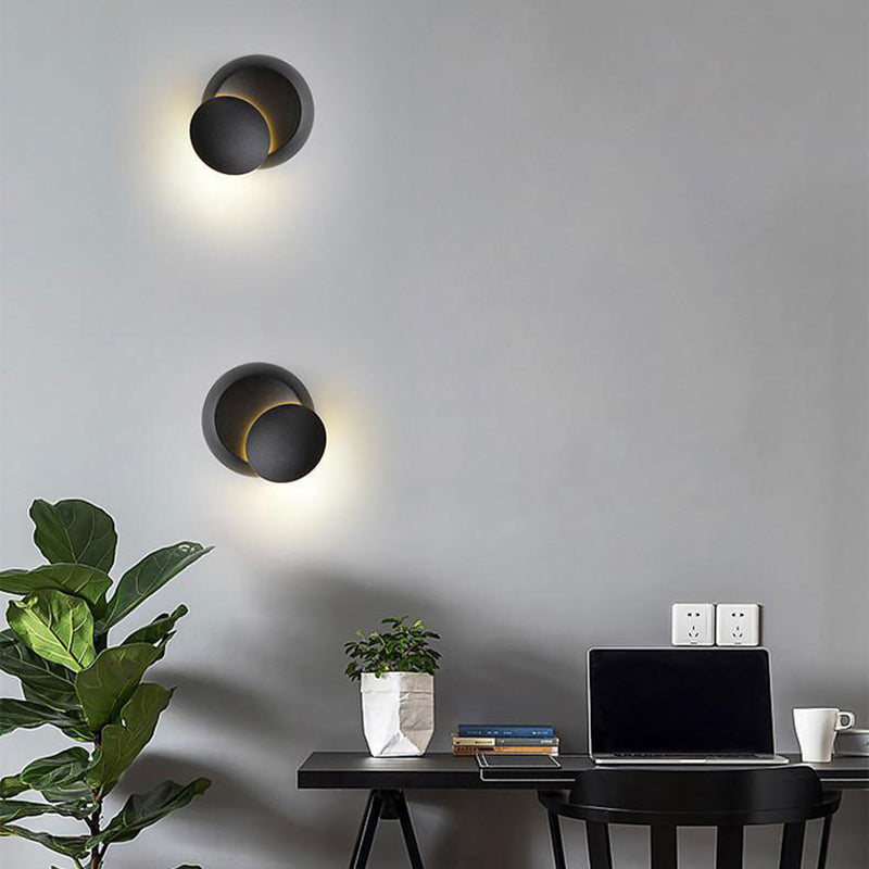 Luz de pared de metal de estilo nórdico Round Rotatable 5.5 "de pared de pared de ancho para dormitorio