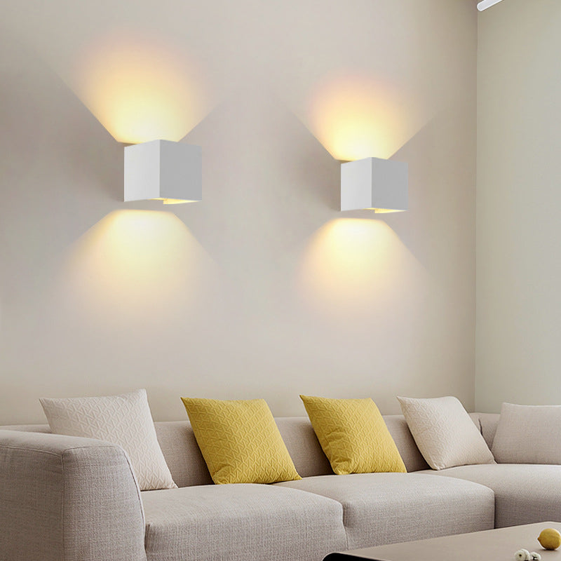 Metal Square Wall Mounted Lamps Modern Style 2 Lights Wall Washer Sconce