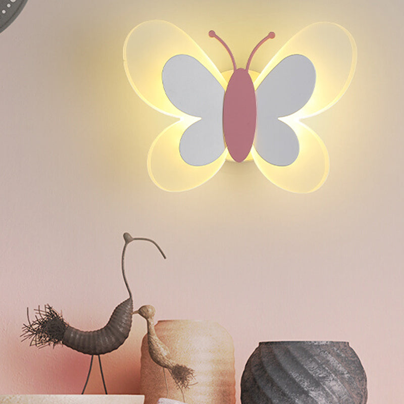 1 Light Butterfly Wall Lighting Fixtures Modern Style Metal Wall Mounted Lights
