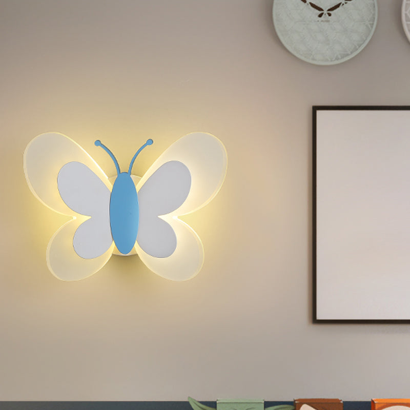 1 Light Butterfly Wall Lighting Fixtures Modern Style Metal Wall Mounted Lights