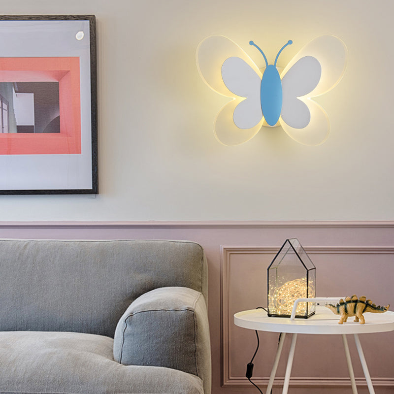 1 Light Butterfly Wall Lighting Fixtures Modern Style Metal Wall Mounted Lights