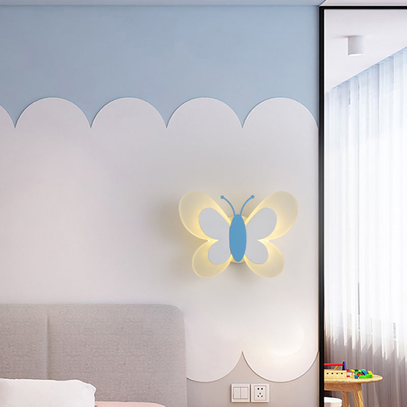 1 Light Butterfly Wall Lighting Fixtures Modern Style Metal Wall Mounted Lights