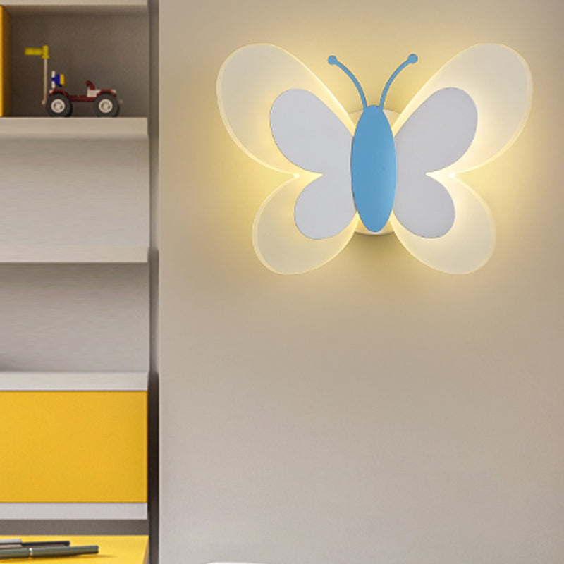 1 Light Butterfly Wall Lighting Fixtures Modern Style Metal Wall Mounted Lights