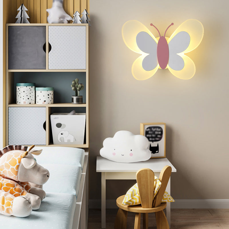 1 Light Butterfly Wall Lighting Fixtures Modern Style Metal Wall Mounted Lights