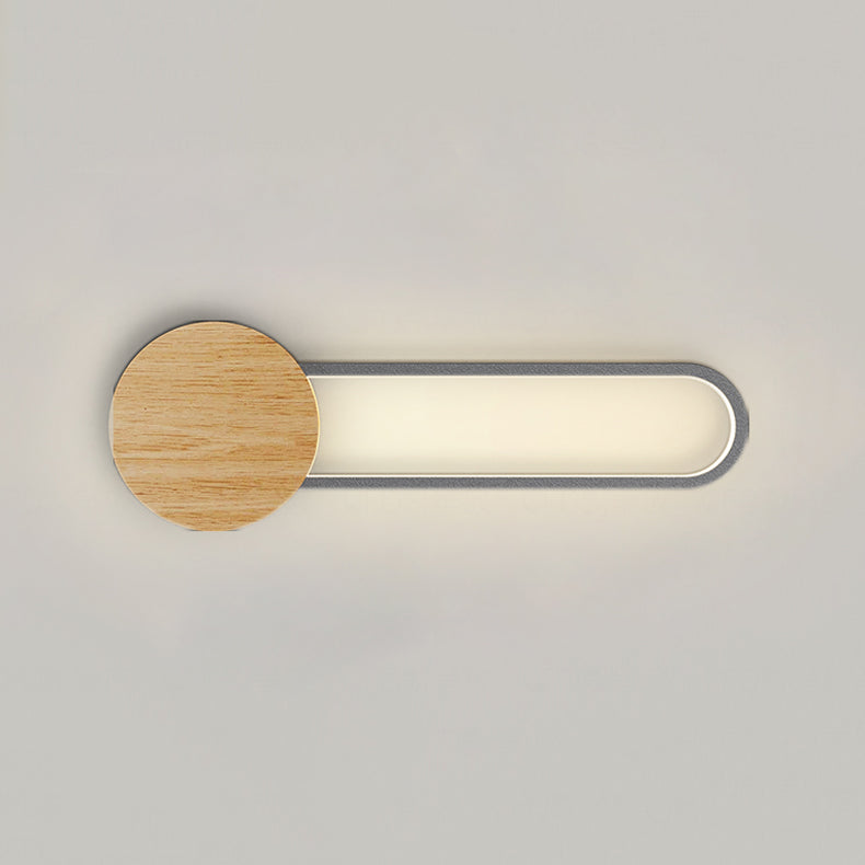 1 leichte ovale Wandbeleuchtungsbehörden moderne Holzwandmontage -Lichter im modernen Stil