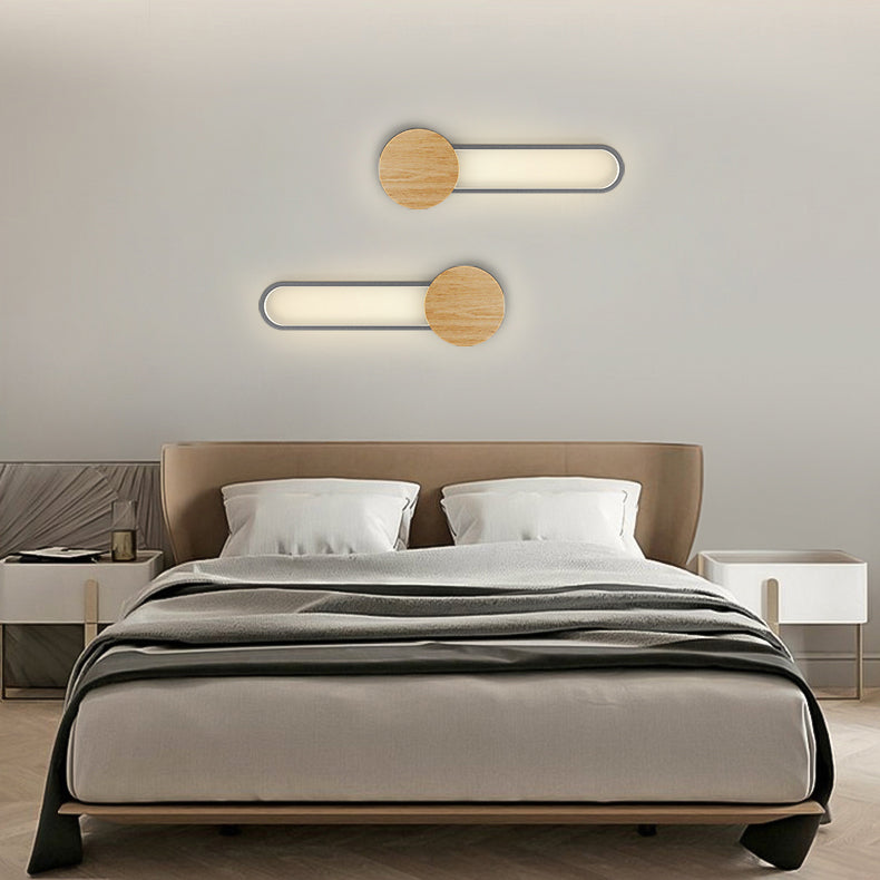 1 leichte ovale Wandbeleuchtungsbehörden moderne Holzwandmontage -Lichter im modernen Stil