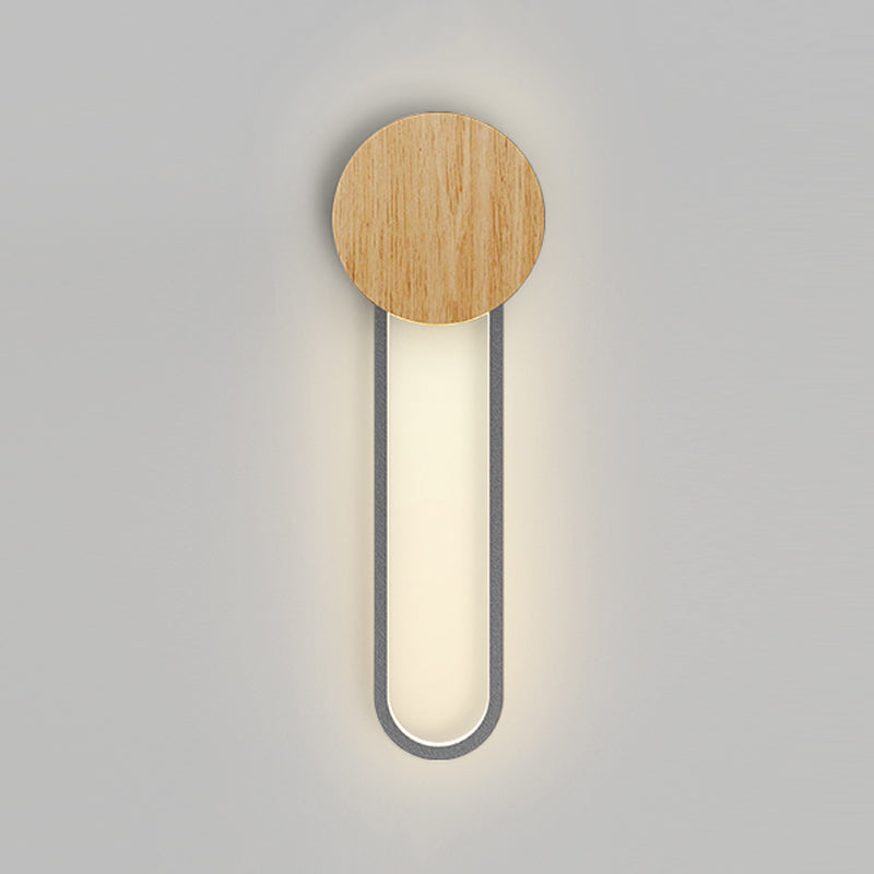 1 leichte ovale Wandbeleuchtungsbehörden moderne Holzwandmontage -Lichter im modernen Stil