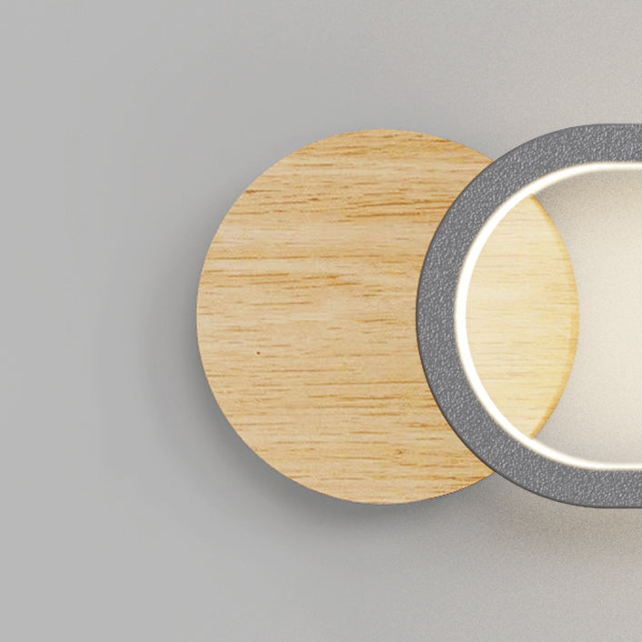 1 Light Oval Wall Lighting Fixtures Modern Style Wood Wall Mounted Lights