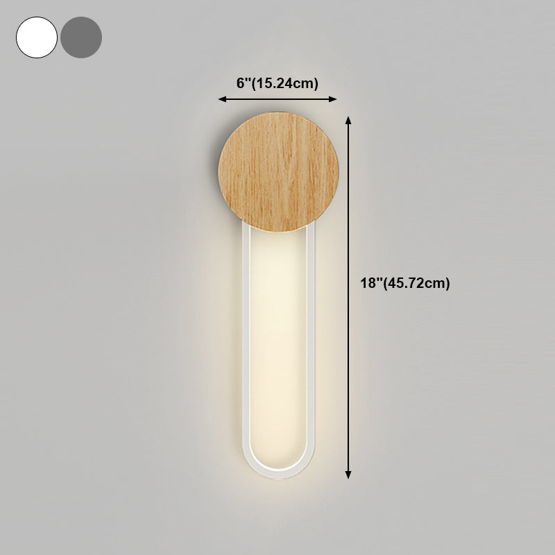 1 leichte ovale Wandbeleuchtungsbehörden moderne Holzwandmontage -Lichter im modernen Stil
