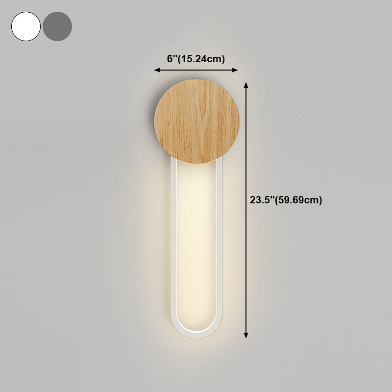 1 leichte ovale Wandbeleuchtungsbehörden moderne Holzwandmontage -Lichter im modernen Stil