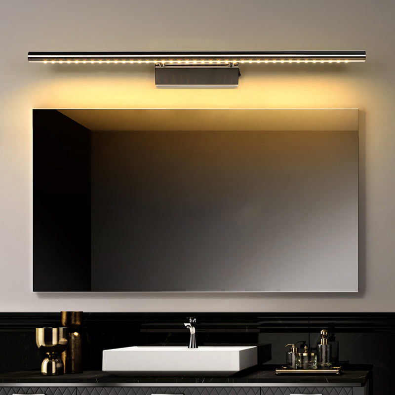 Luce di vanità moderna lineare Metal Mirror LED a 1 luce Light per bagno in argento