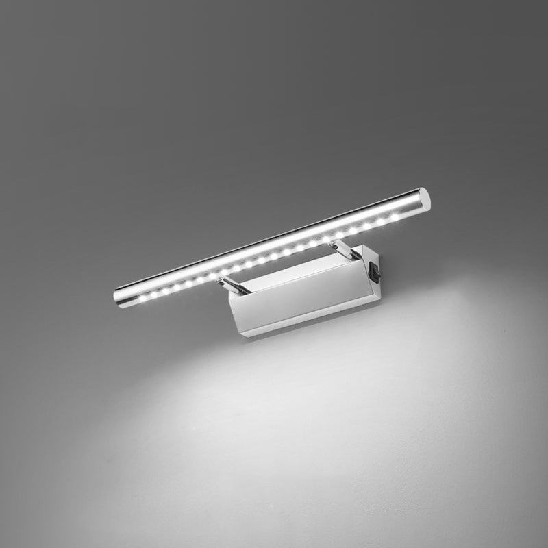 Luce di vanità moderna lineare Metal Mirror LED a 1 luce Light per bagno in argento