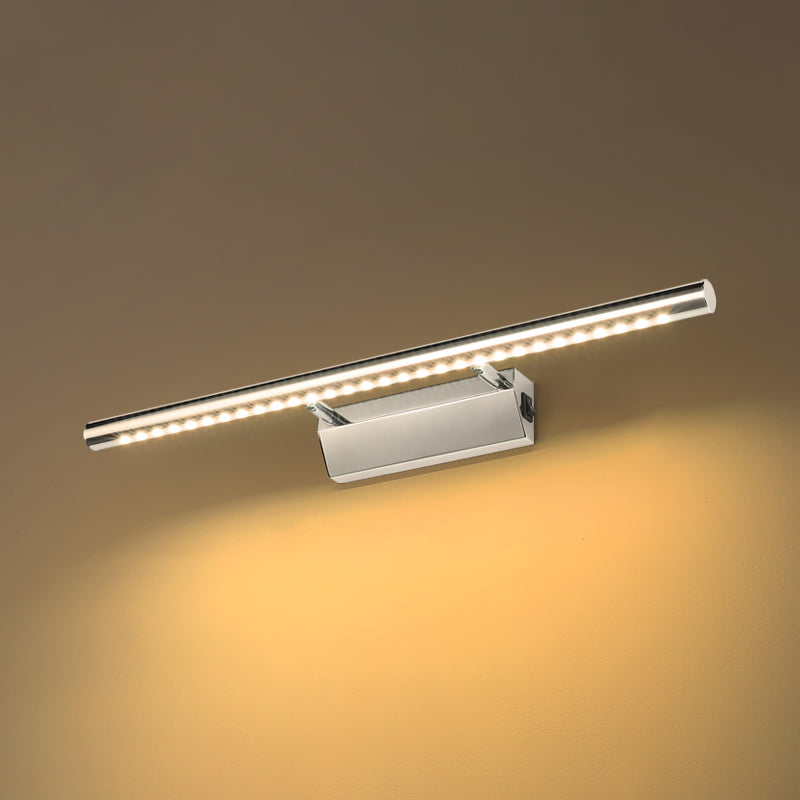 Luce di vanità moderna lineare Metal Mirror LED a 1 luce Light per bagno in argento