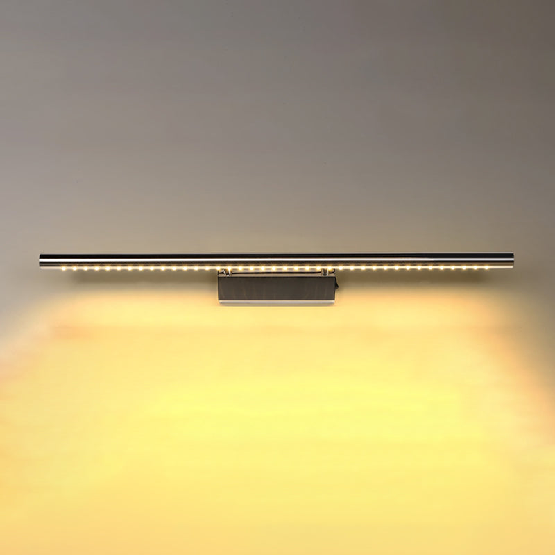 Luce di vanità moderna lineare Metal Mirror LED a 1 luce Light per bagno in argento