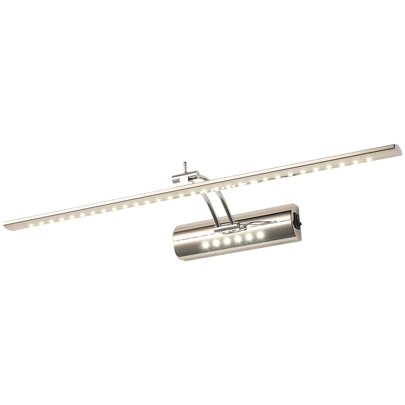 Luce di vanità moderna lineare Metal Mirror LED a 1 luce Light per bagno in argento