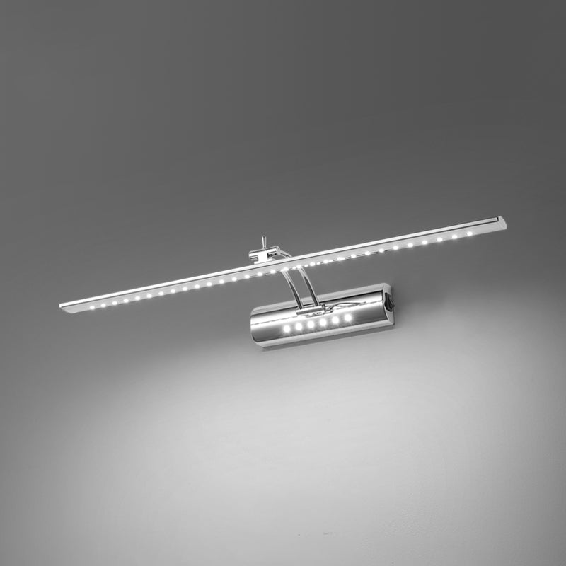 Luce di vanità moderna lineare Metal Mirror LED a 1 luce Light per bagno in argento