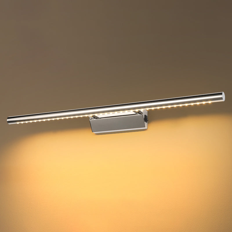 Luce di vanità moderna lineare Metal Mirror LED a 1 luce Light per bagno in argento