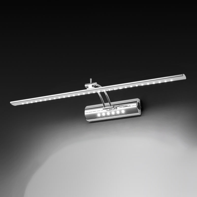 Luce di vanità moderna lineare Metal Mirror LED a 1 luce Light per bagno in argento