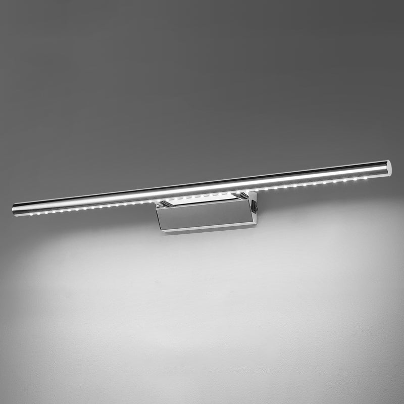 Luce di vanità moderna lineare Metal Mirror LED a 1 luce Light per bagno in argento