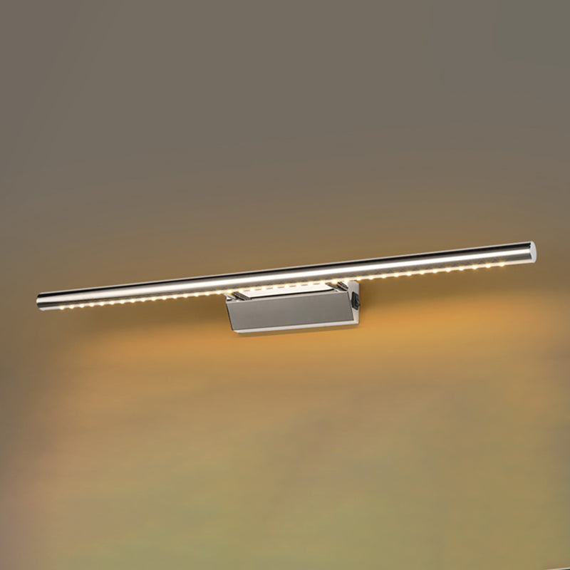 Luce di vanità moderna lineare Metal Mirror LED a 1 luce Light per bagno in argento