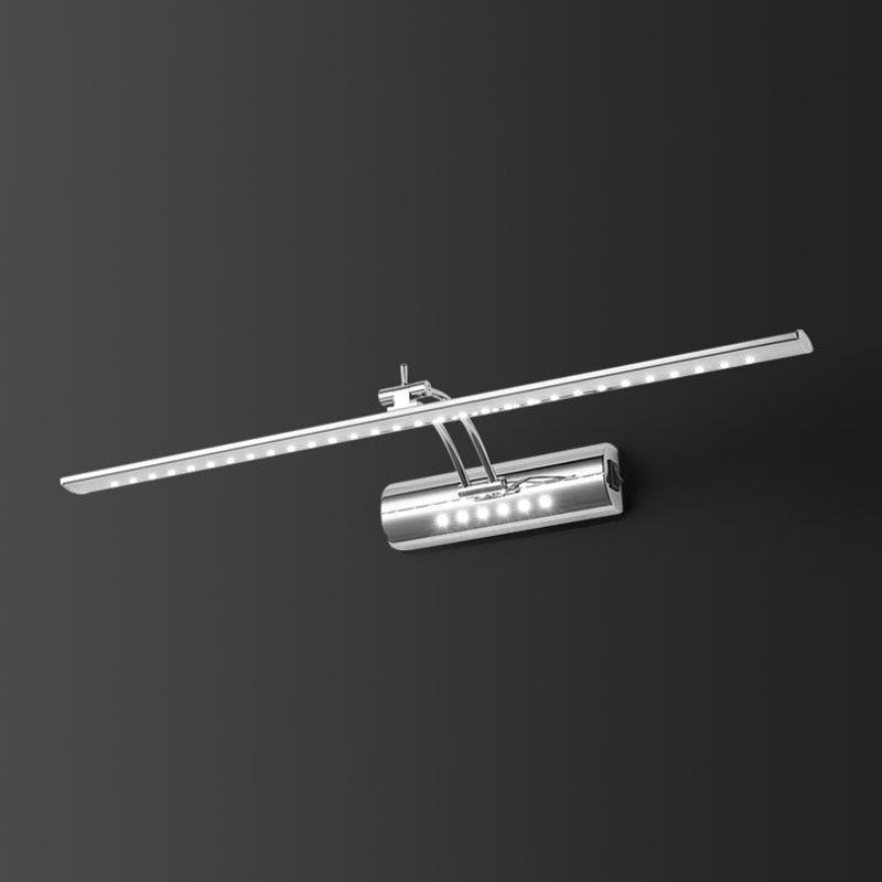 Luce di vanità moderna lineare Metal Mirror LED a 1 luce Light per bagno in argento