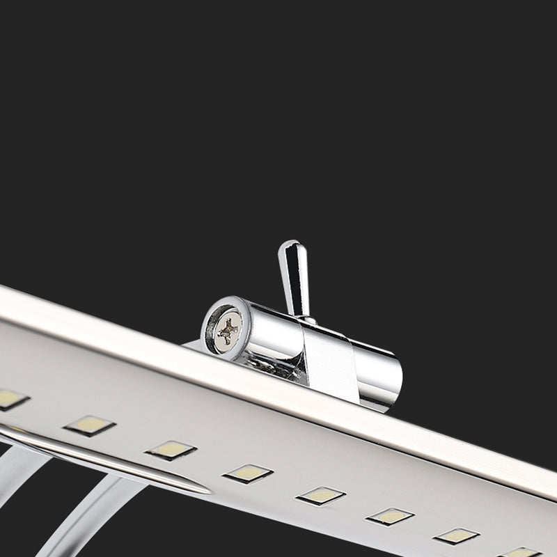 Luce di vanità moderna lineare Metal Mirror LED a 1 luce Light per bagno in argento