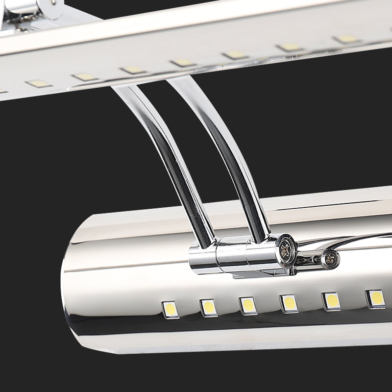 Luce di vanità moderna lineare Metal Mirror LED a 1 luce Light per bagno in argento