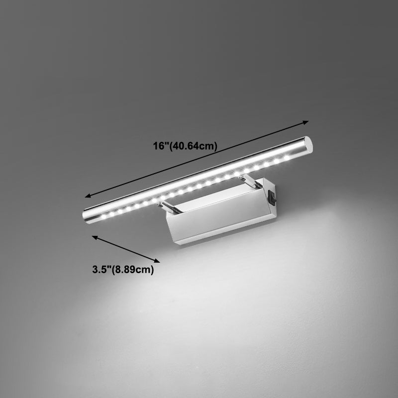 Luce di vanità moderna lineare Metal Mirror LED a 1 luce Light per bagno in argento