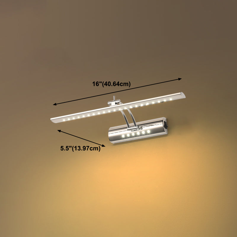 Luce di vanità moderna lineare Metal Mirror LED a 1 luce Light per bagno in argento