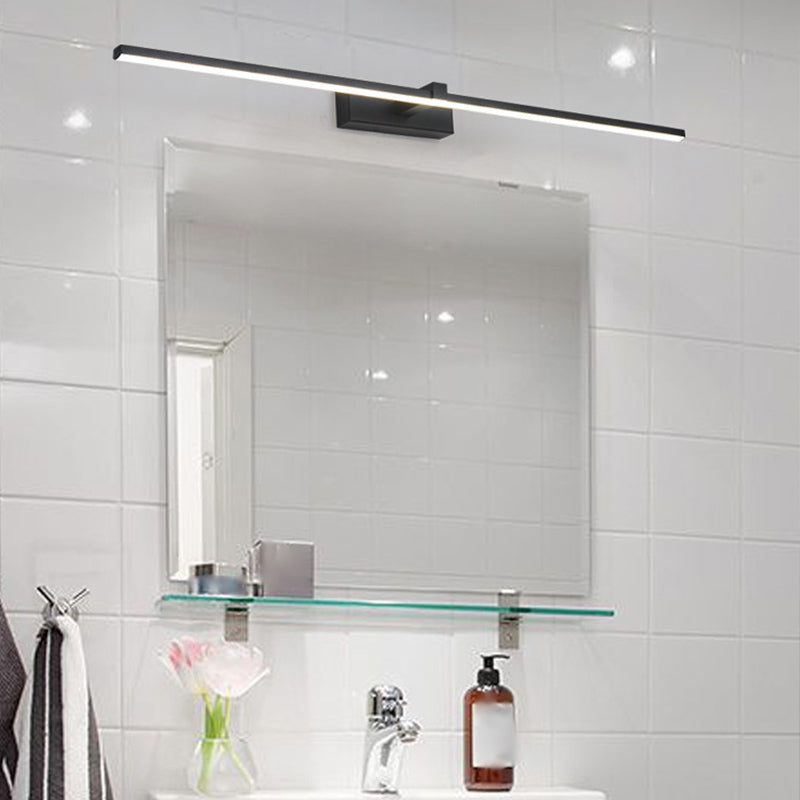 Metal Linear Shape Mirror Wall Light Modern 1-Light Mirror Wall Mount Light in Black