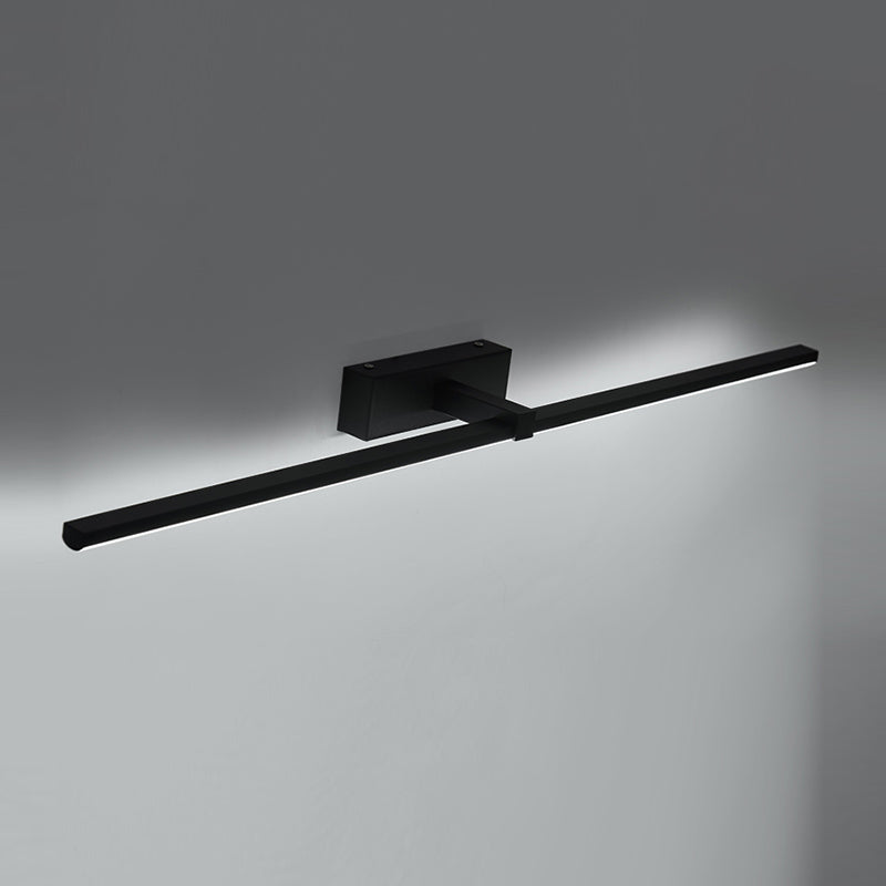 Metal Linear Shape Mirror Wall Light Modern 1-Light Mirror Wall Mount Light in Black