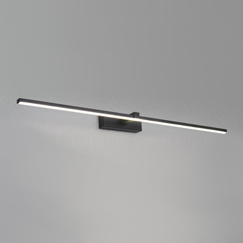 Metal Linear Shape Mirror Wall Light Modern 1-Light Mirror Wall Mount Light in Black
