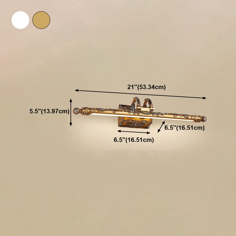 Bar Shaped Vanity Mirror Lamp Traditional Resin Bathroom LED Wall Light