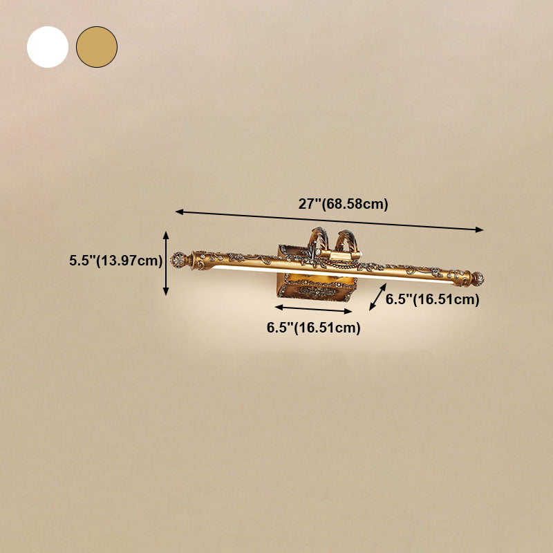 Bar Shaped Vanity Mirror Lamp Traditional Resin Bathroom LED Wall Light