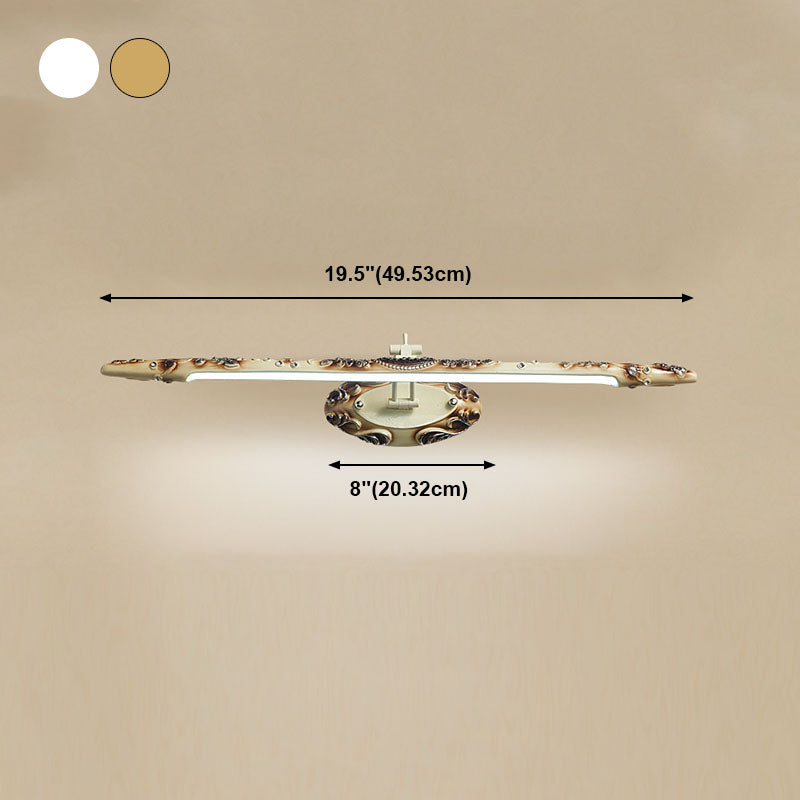 Bar Shaped Vanity Mirror Lamp Traditional Resin Bathroom LED Wall Light