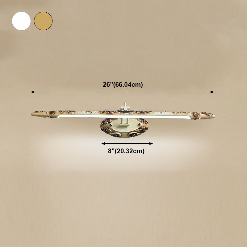 Bar Shaped Vanity Mirror Lamp Traditional Resin Bathroom LED Wall Light