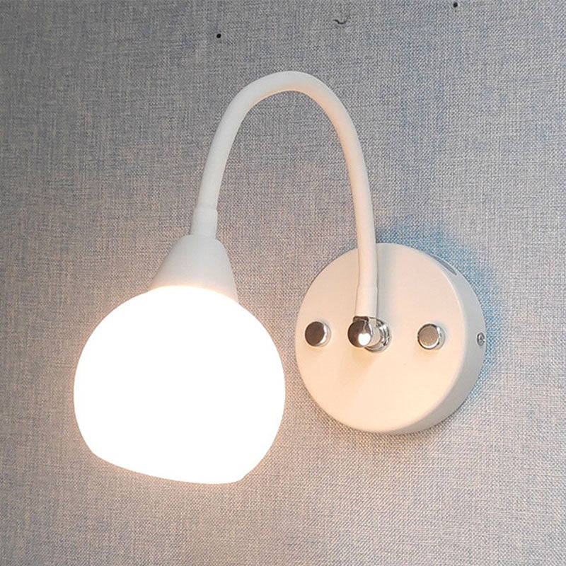 Country Style Flexible Wall Sconce White Glass Vanity Mirror Light for Bathroom